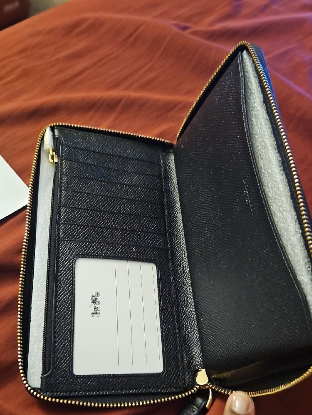 Coach Black Pebbled Leather Wristlet with Embossed Carriage LIKE NEW - Picture 2 of 3